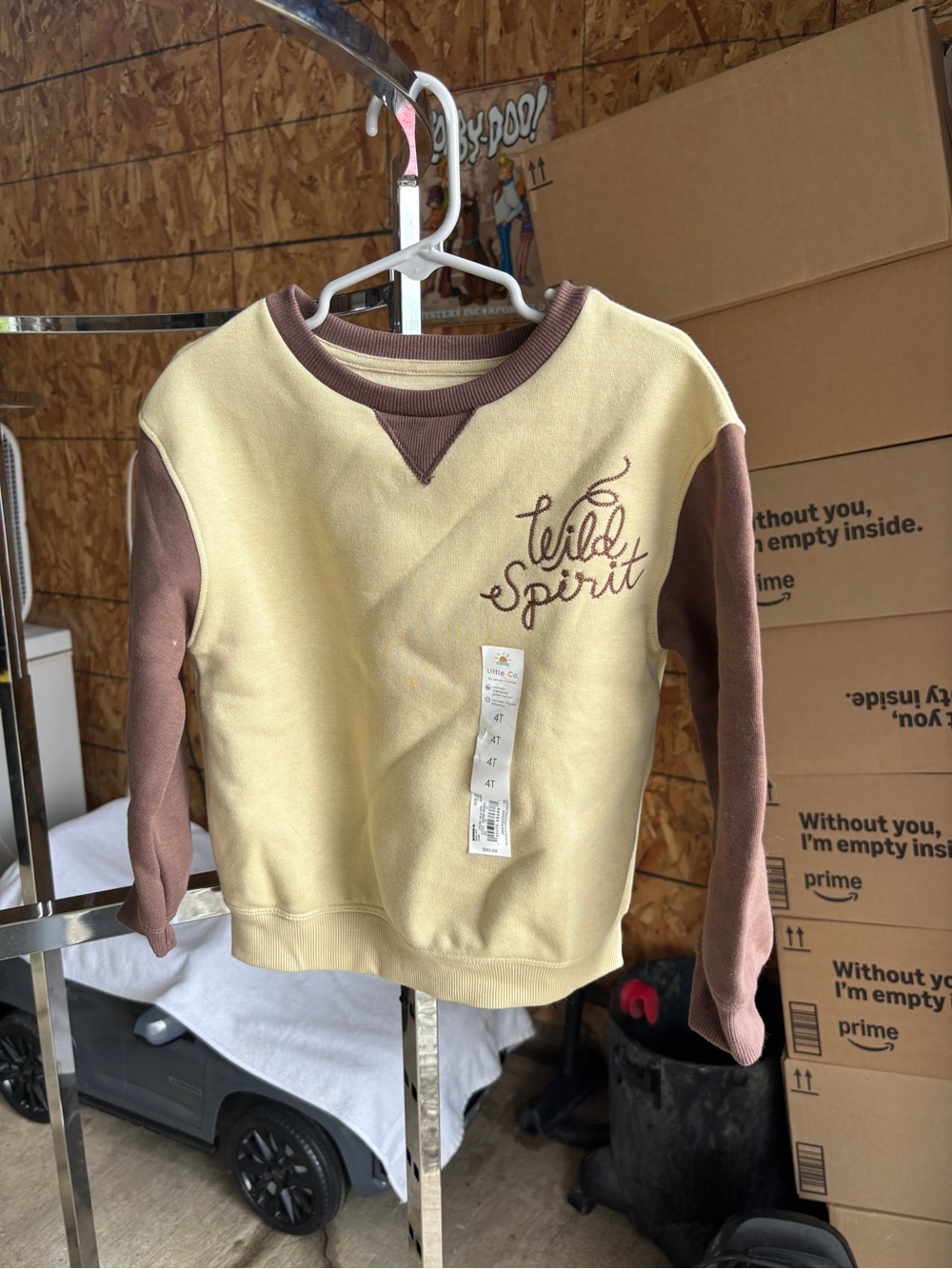 LC Lauren Conrad Kids Colorblock Sweatshirt Cream and Brown